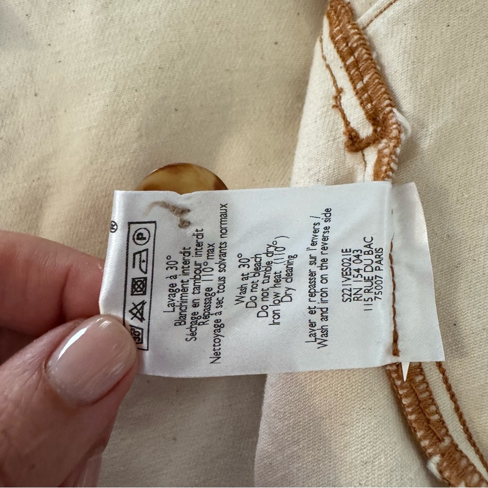 NWOT Sezane Wilfried Ecru Organic Cotton Denim Jacket - Picture 10 of 10